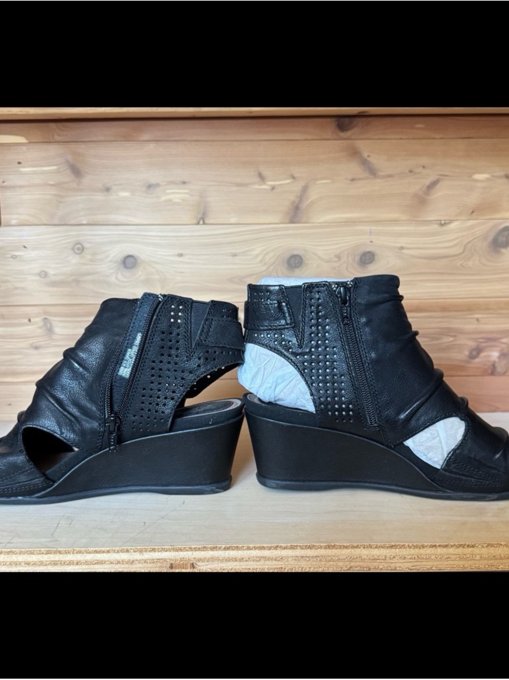 Earth Black Cutout Leather Ankle Bootie - Picture 4 of 7